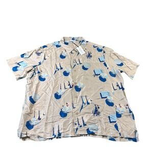 Blue Sky Inn Beach Day AOP Viscose Hawaiian Shirt B2202SH001 Mens 2XL NWT